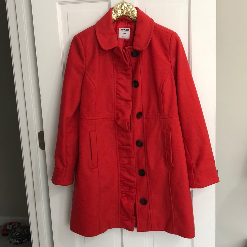 Old Navy Wool Ruffle Long Coat